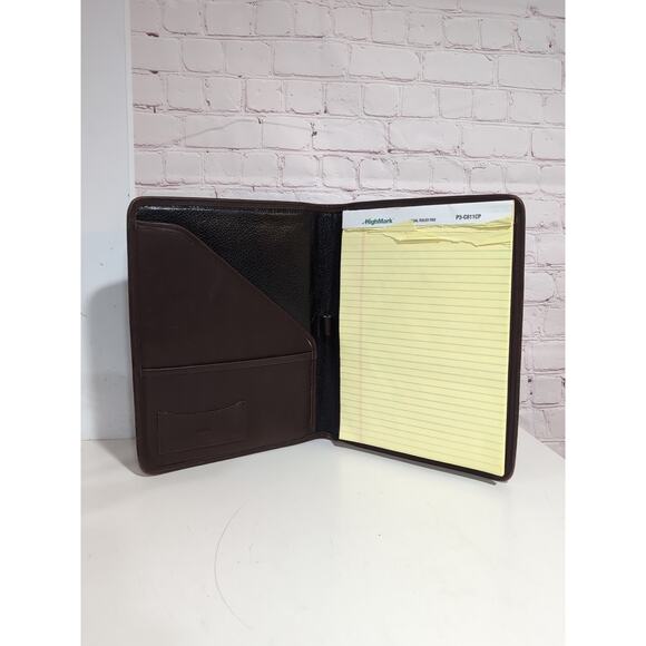 RARE Coach USA Rugby Logo Brown Leather Portfolio Notepad Holder Folio 12.5 X 10 - Picture 6 of 12